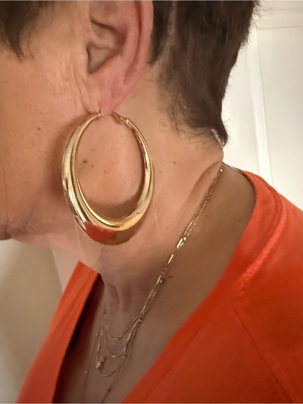 Free People 3 inch Shiny Gold Hoop Earrings.